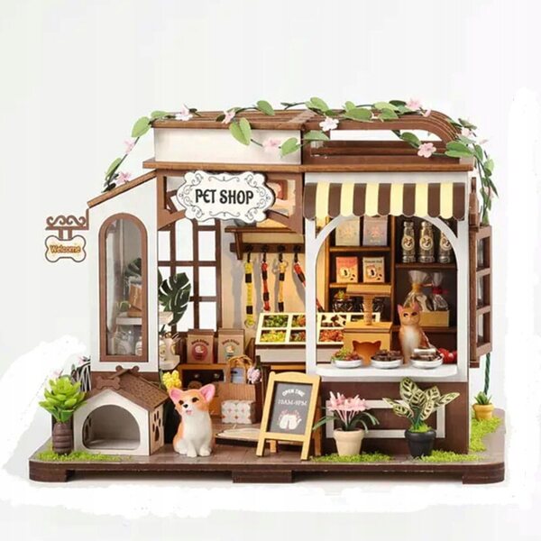 Habarri-Puppenhaus, 15 cm, DIY-Tierhandlung aus Holz