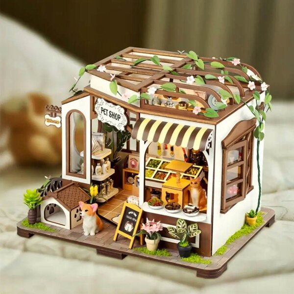 Habarri-Puppenhaus, 15 cm, DIY-Tierhandlung aus Holz