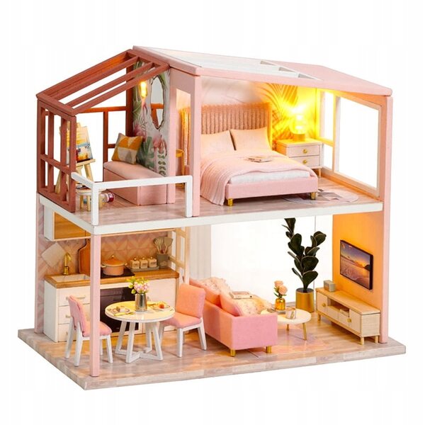 Miniatura casa Cosmpolitana Copenaghen con illuminazione LED – rosa lifestyle