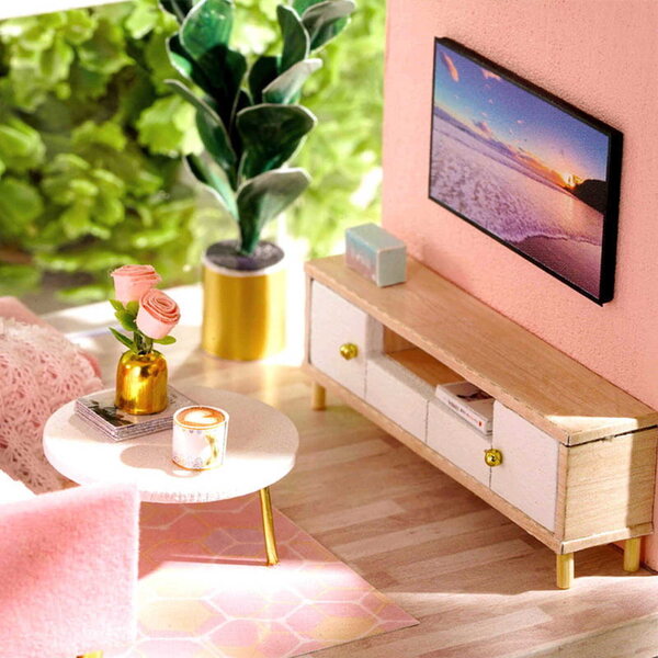 Miniatura casa Cosmpolitana Copenaghen con illuminazione LED – rosa lifestyle