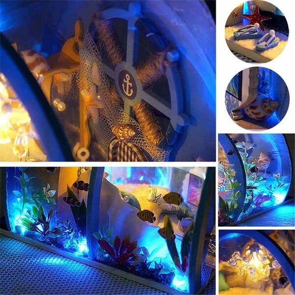 DIY Unterwasserhaus-Miniatur mit LED-Meerjungfrau-Thema Habarri 8+ Holz
