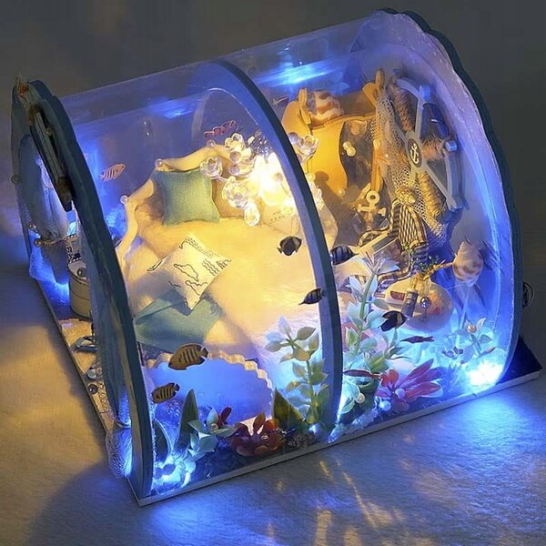 DIY Unterwasserhaus-Miniatur mit LED-Meerjungfrau-Thema Habarri 8+ Holz