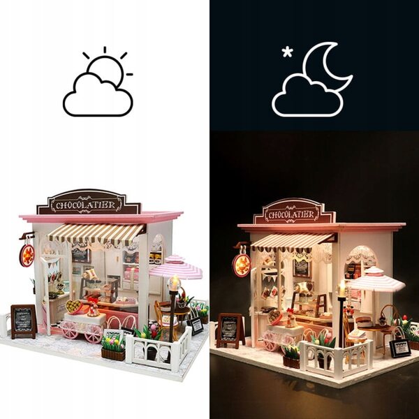 Casa per bambole Habarri DIY 16 cm con luci LED per bambini 7+