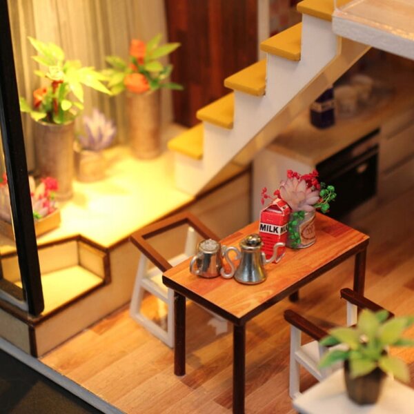 Habarri 01 22 cm großes Puppenhaus mit LED-Beleuchtung und Zubehör