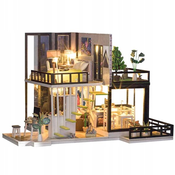 Miniatura Casa DIY Wymarzone Hollywood in Legno con Luci LED - Kit Creativo