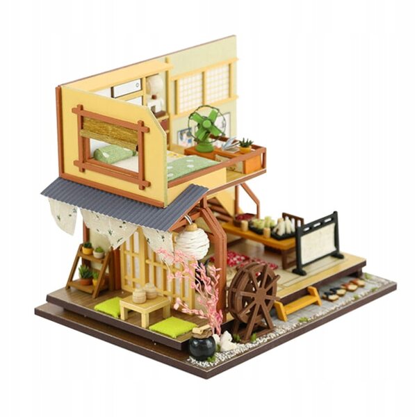 Japanisches Miniatur-Matcha-Haus mit LED und Holzdetails – Bausatz 7+