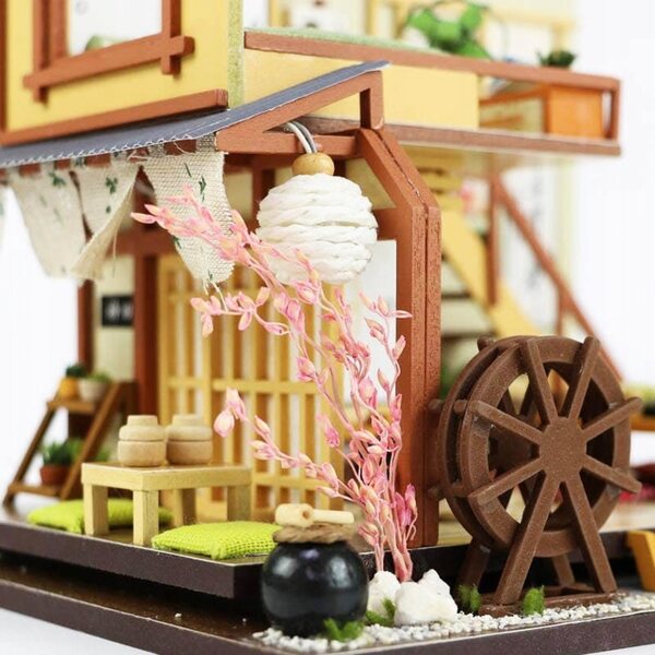 Japanisches Miniatur-Matcha-Haus mit LED und Holzdetails – Bausatz 7+