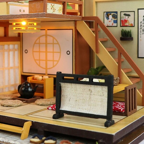 Japanisches Miniatur-Matcha-Haus mit LED und Holzdetails – Bausatz 7+