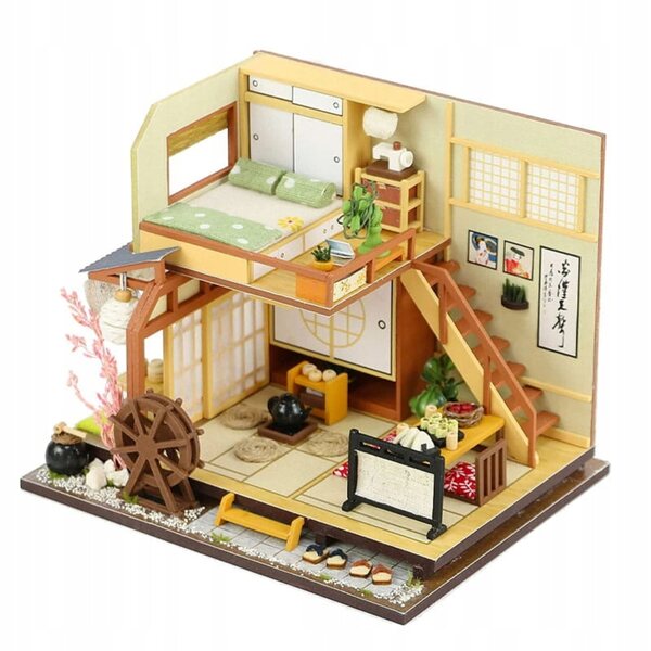 Japanisches Miniatur-Matcha-Haus mit LED und Holzdetails – Bausatz 7+