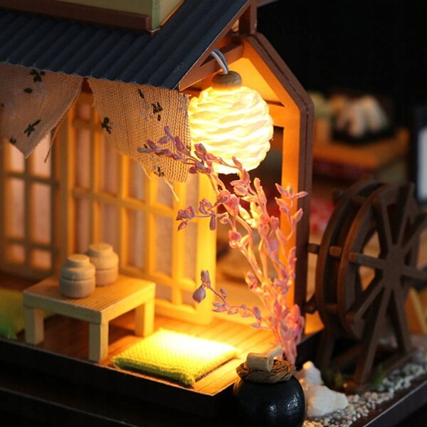 Japanisches Miniatur-Matcha-Haus mit LED und Holzdetails – Bausatz 7+