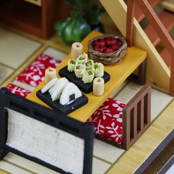 Japanisches Miniatur-Matcha-Haus mit LED und Holzdetails – Bausatz 7+