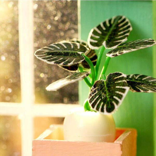 Dollhouse Habarri 001 14 cm con LED e giardino sul tetto in legno per bambini 7+