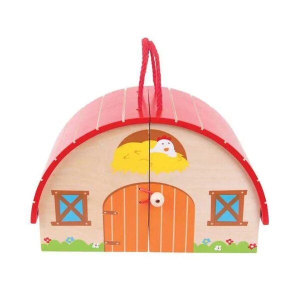 Bigjigs Toys Mini-Holzfarm mit Tieren und Zubehör für Kinder ab 3 Jahren