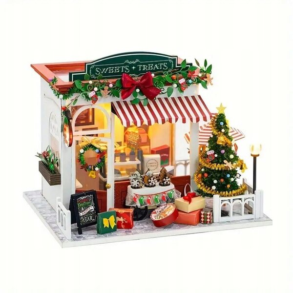 Miniatura Casa Natalizia Profumata Decorazione Natalizia in Legno e Tessuto