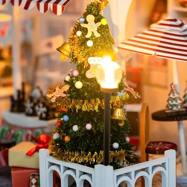 Maison de Noël parfumée miniature Décoration de Noël en bois et tissu
