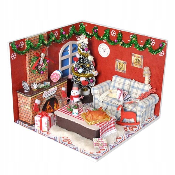 Miniatura Casetta di Natale con Luci LED e Decorazioni - DIY in Legno Habarri