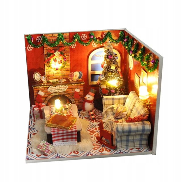 Maison de Noël miniature avec lumières LED et décorations - DIY en bois Habarri