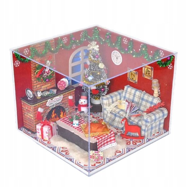 Maison de Noël miniature avec lumières LED et décorations - DIY en bois Habarri