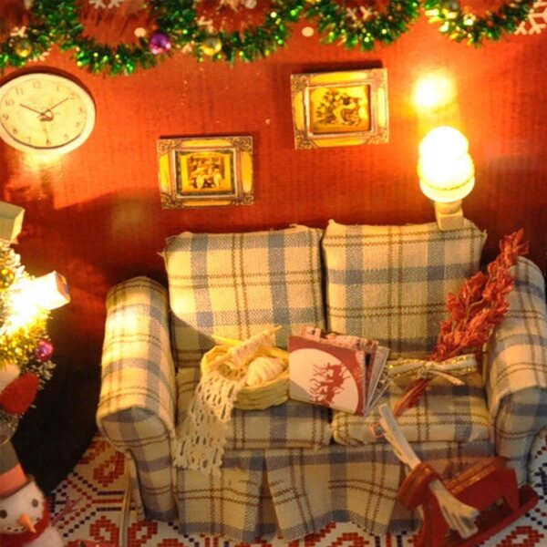 Maison de Noël miniature avec lumières LED et décorations - DIY en bois Habarri