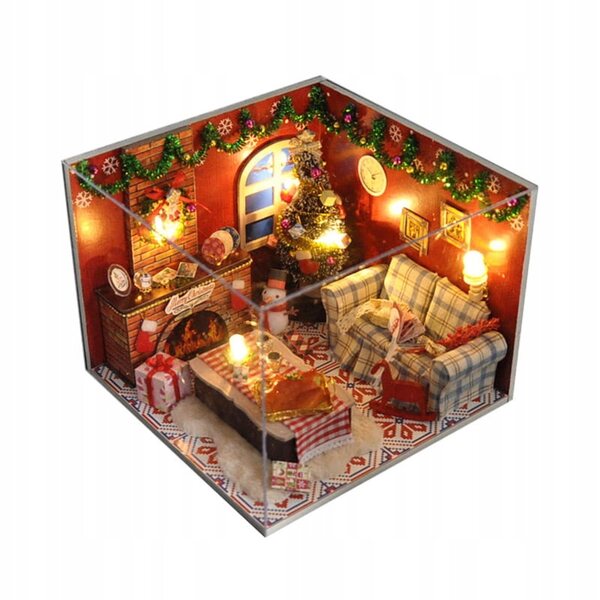 Maison de Noël miniature avec lumières LED et décorations - DIY en bois Habarri