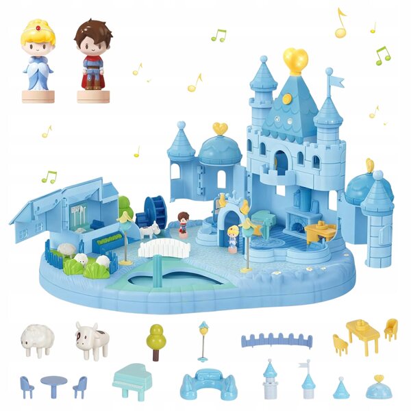 Castello per Bambole Principessa con Luce, Musica e Controllo Magnetico 23x23x32 cm