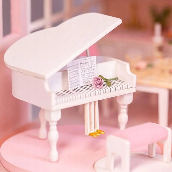 DIY Puppenhaus Habarri 6,5 cm – Duplex-Mini-Wohnung, rosa Zimmer