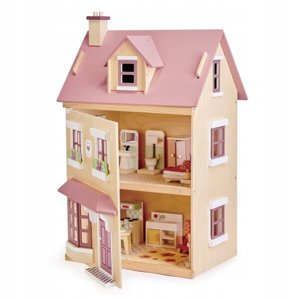 Tender Leaf Toys Foxtail Villa: Umweltfreundliches und detailliertes 3-stöckiges Puppenhaus aus Holz