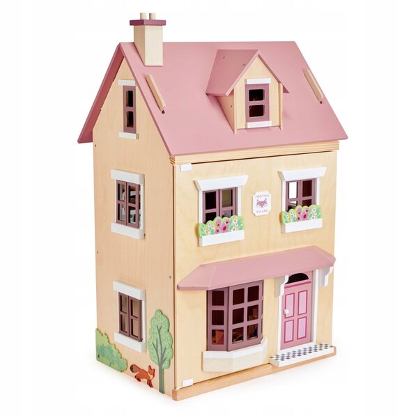 Tender Leaf Toys Foxtail Villa: Umweltfreundliches und detailliertes 3-stöckiges Puppenhaus aus Holz