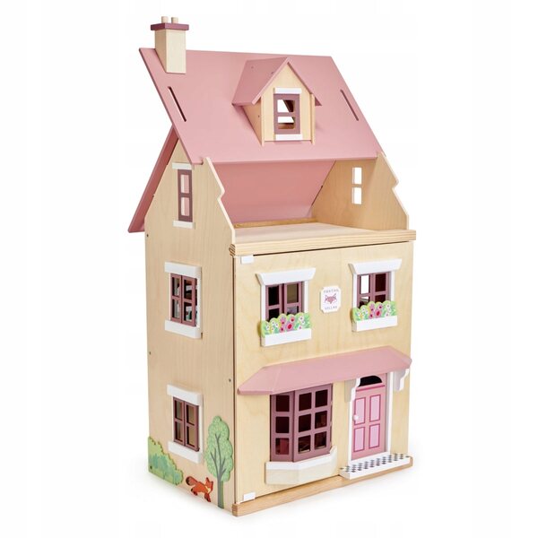 Tender Leaf Toys Foxtail Villa: Umweltfreundliches und detailliertes 3-stöckiges Puppenhaus aus Holz