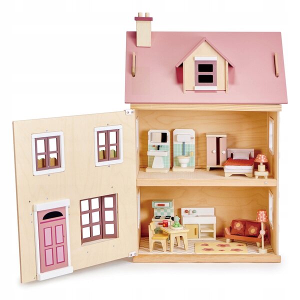 Tender Leaf Toys Foxtail Villa: Umweltfreundliches und detailliertes 3-stöckiges Puppenhaus aus Holz