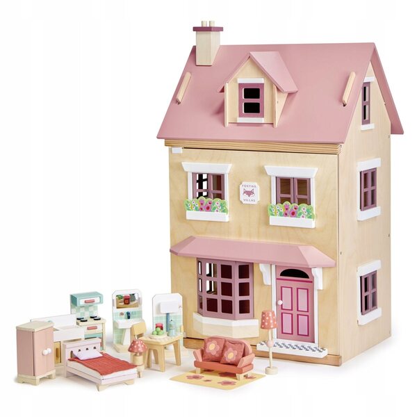 Tender Leaf Toys Foxtail Villa: Umweltfreundliches und detailliertes 3-stöckiges Puppenhaus aus Holz