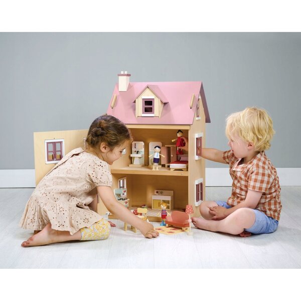 Tender Leaf Toys Foxtail Villa: Umweltfreundliches und detailliertes 3-stöckiges Puppenhaus aus Holz