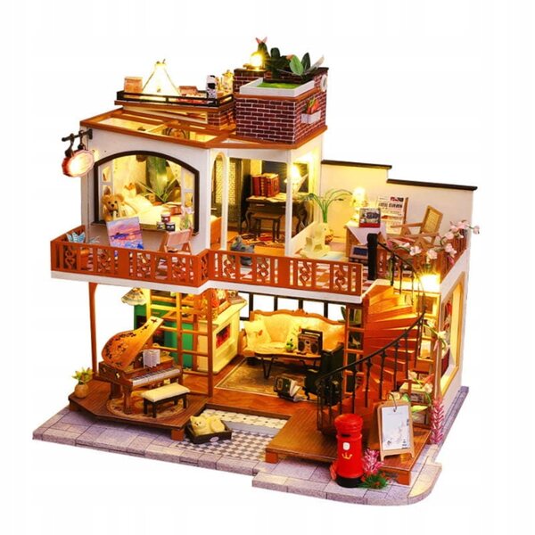 Miniatura Casa Vintage Retro con Pianoforte - Kit Fai da Te per Bambini 7+