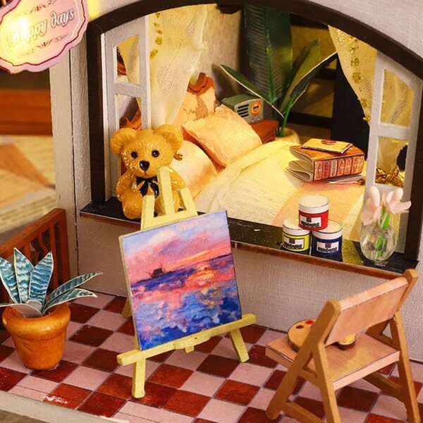 Miniatura Casa Vintage Retro con Pianoforte - Kit Fai da Te per Bambini 7+