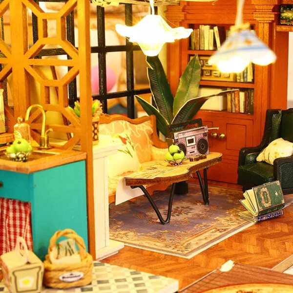 Miniatura Casa Vintage Retro con Pianoforte - Kit Fai da Te per Bambini 7+