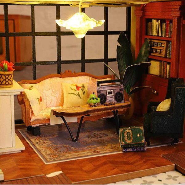 Miniatura Casa Vintage Retro con Pianoforte - Kit Fai da Te per Bambini 7+