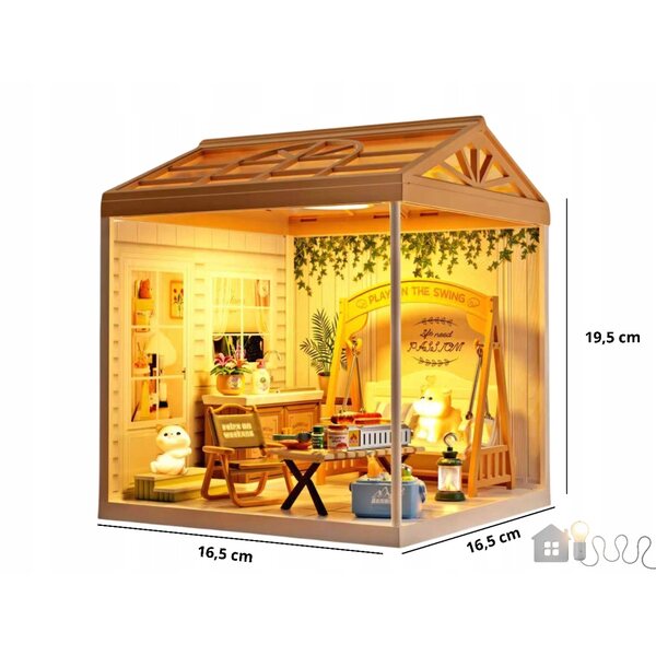 DIY Puppenhaus-Miniatur – Rustikaler Garten mit LED, 82 Teile