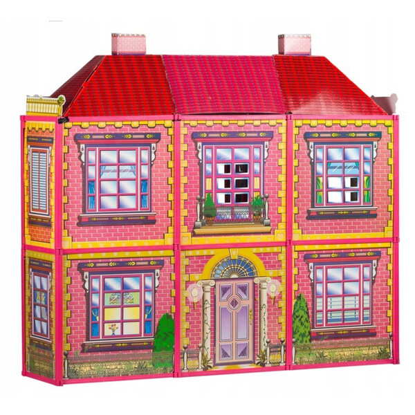 Großes Puppenhaus von Lean Toys, 130 Teile, mit 6 Zimmern und Möbeln inklusive