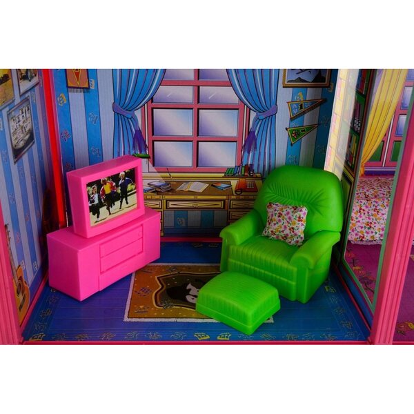 Großes Puppenhaus von Lean Toys, 130 Teile, mit 6 Zimmern und Möbeln inklusive
