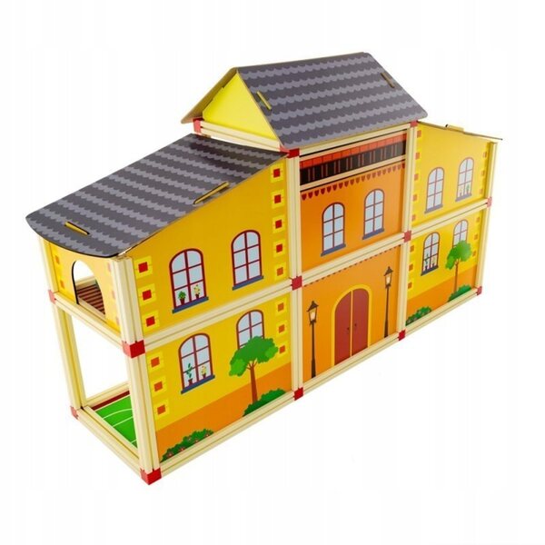 Casa delle bambole Scuola con mobili e figure in legno per bambini 2+ anni