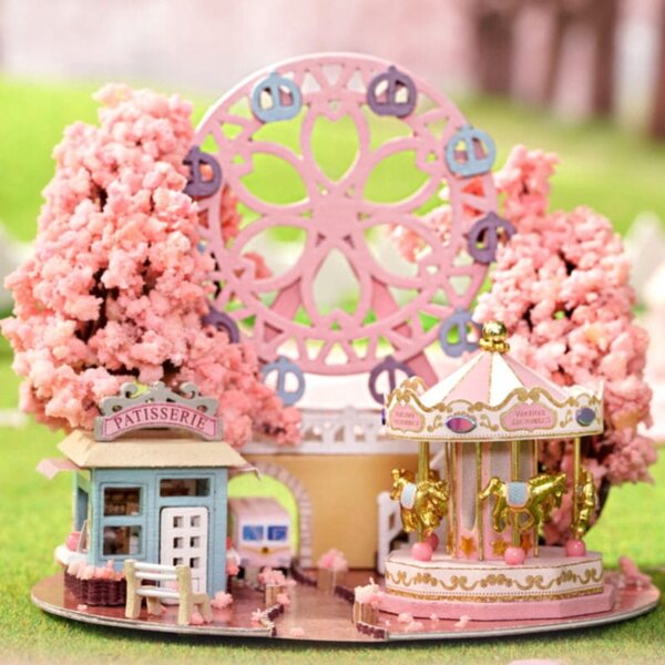 Habarri Sakura Puppenhaus-Miniaturen mit LED – Montageset 10 cm