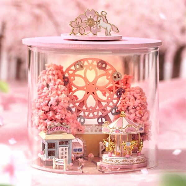 Habarri Sakura Puppenhaus-Miniaturen mit LED – Montageset 10 cm