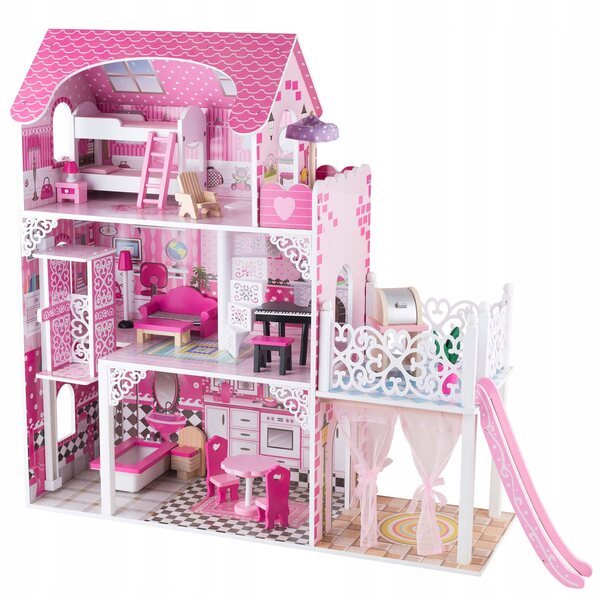 4iQ Celeste Group Puppenhaus aus Holz, 3 Etagen, mit Zubehör, 90 cm