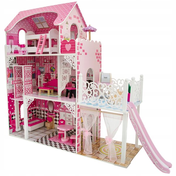 4iQ Celeste Group Puppenhaus aus Holz, 3 Etagen, mit Zubehör, 90 cm