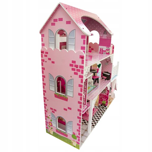 4iQ Celeste Group Puppenhaus aus Holz, 3 Etagen, mit Zubehör, 90 cm