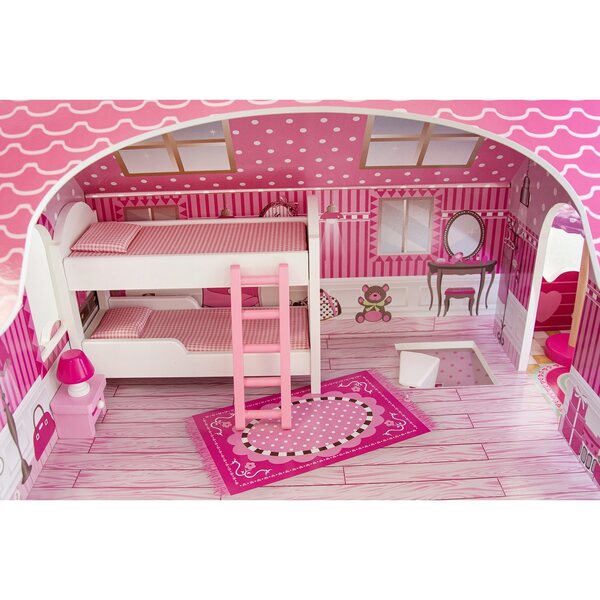 4iQ Celeste Group Puppenhaus aus Holz, 3 Etagen, mit Zubehör, 90 cm