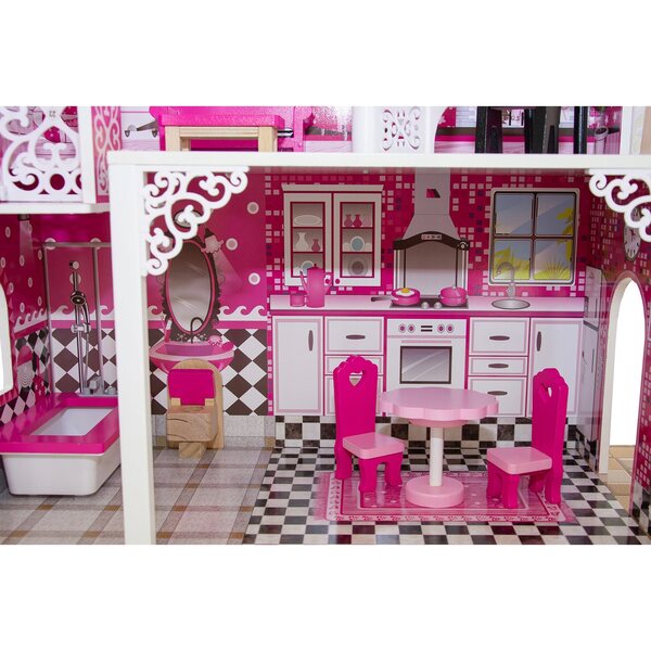 4iQ Celeste Group Puppenhaus aus Holz, 3 Etagen, mit Zubehör, 90 cm