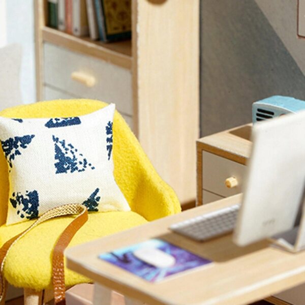 Miniatura Casa delle Bambole 1:32 in Legno con LED - Kit Fai da Te Sunshine