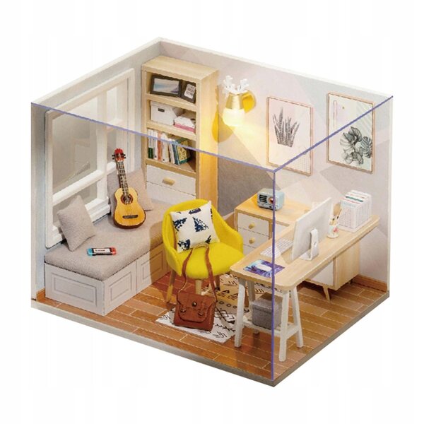Miniatura Casa delle Bambole 1:32 in Legno con LED - Kit Fai da Te Sunshine