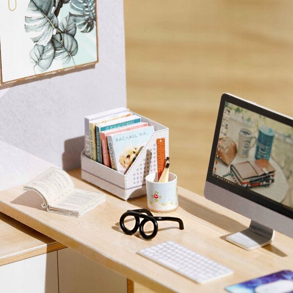 Miniatura Casa delle Bambole 1:32 in Legno con LED - Kit Fai da Te Sunshine
